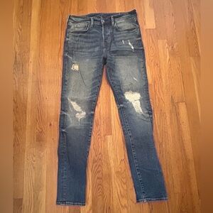 H&M Dark Blue Distressed Skinny Jeans